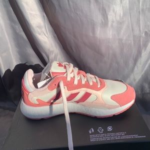 Pink and white adidas Tresc Run women’s 8.5